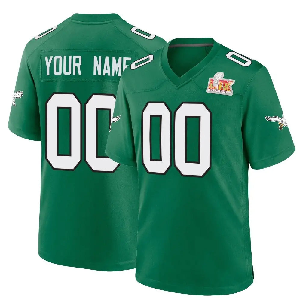 RedF Custom P.Eagles Green Kelly Alternate Super Bowl LIX Home Game Any Name & Numbers Stitched Jerseys