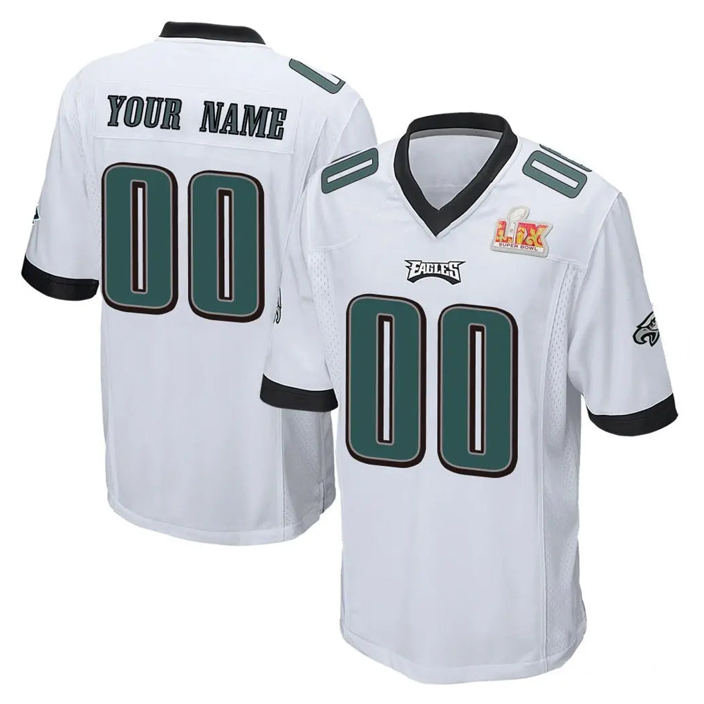 RedF Custom P.Eagles White Super Bowl LIX Home Game Any Name & Numbers Stitched Jerseys