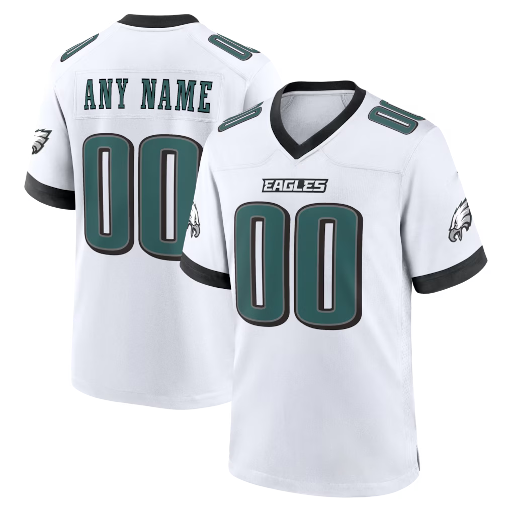Pkot Custom P.Eagles White White Game Stitched Jerseys