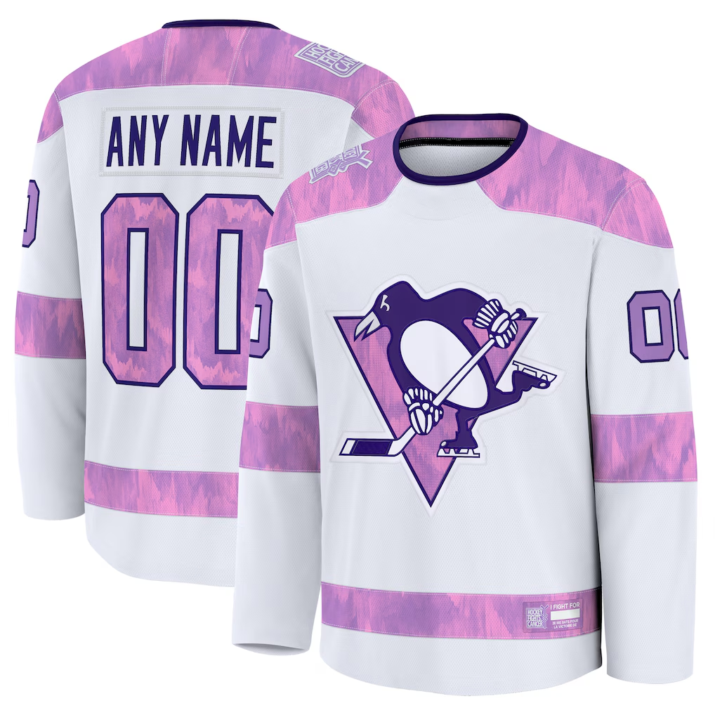 RedF Custom P.Penguins White 2024 Hockey Fights Cancer Jerseys