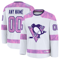 RedF Custom P.Penguins White 2024 Hockey Fights Cancer Jerseys