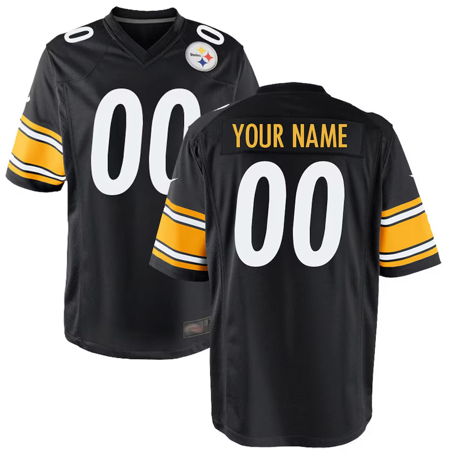 RedF Custom P.Steelers Black Game Stitched Jerseys