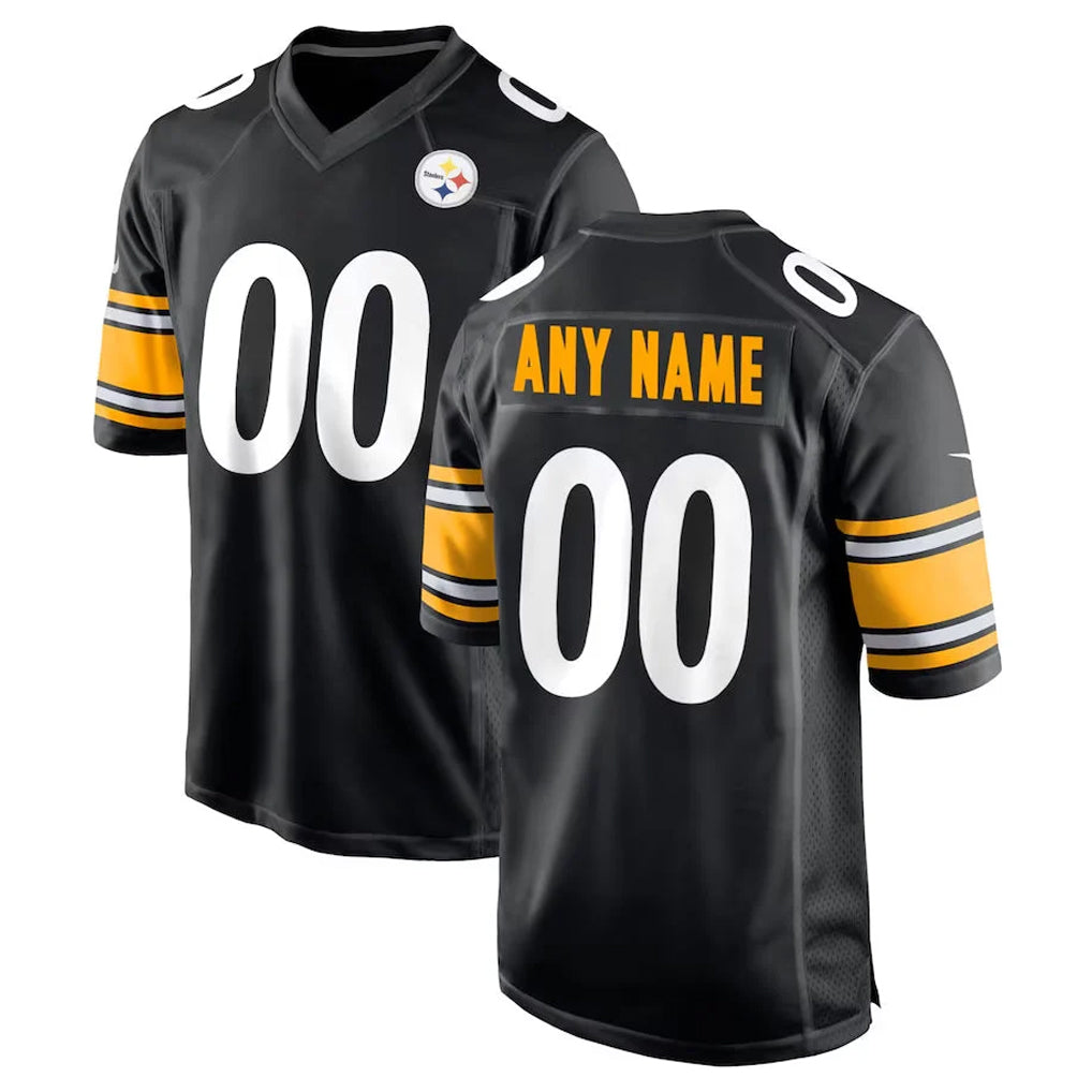RedF Custom P.Steelers Black Home Game Any Name & Numbers Stitched Jerseys