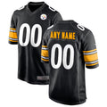 Pkot Custom P.Steelers Black Home Game Stitched Jerseys