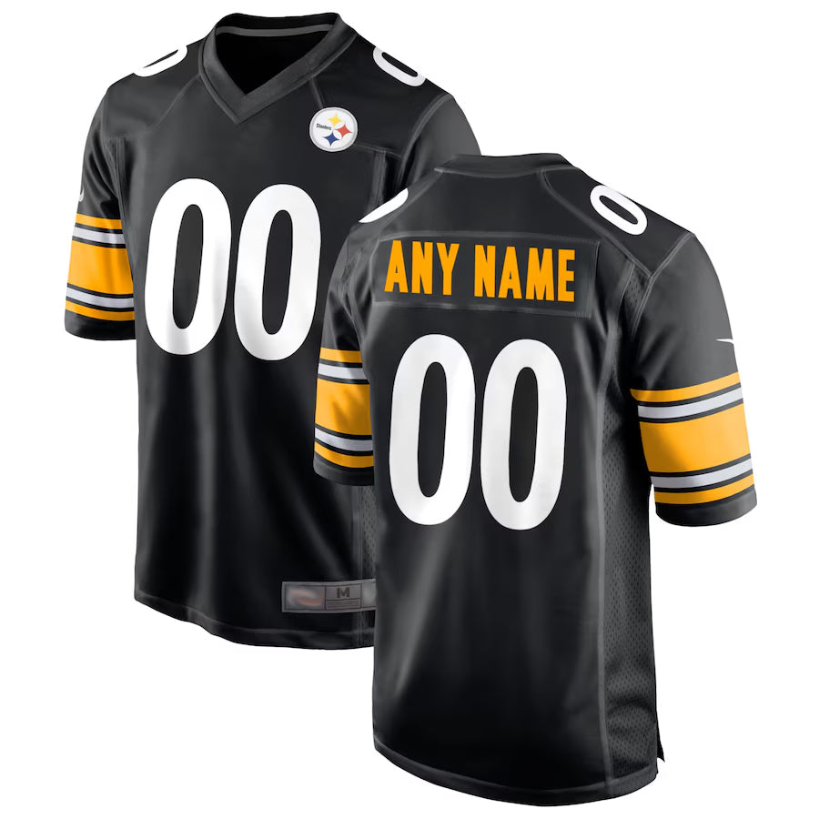 Pkot Custom P.Steelers Black Home Game Stitched Jerseys