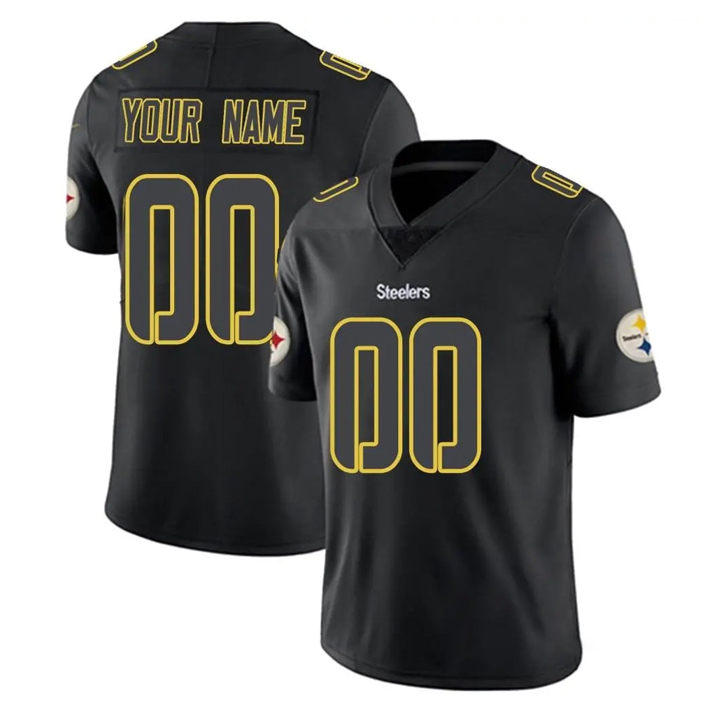 RedF Custom P.Steelers Black Impact Limited Home Game Any Name & Numbers Stitched Jerseys