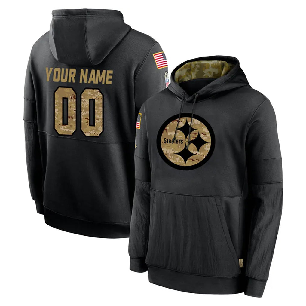 RedF Custom P.Steelers Black Salute to Service Hoodies Limited Game Any Name & Numbers Stitched Jerseys