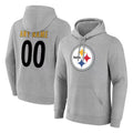 RedF Custom P.Steelers Gray LOGO Pullover Hoodies Limited Any Name & Numbers Stitched Jerseys