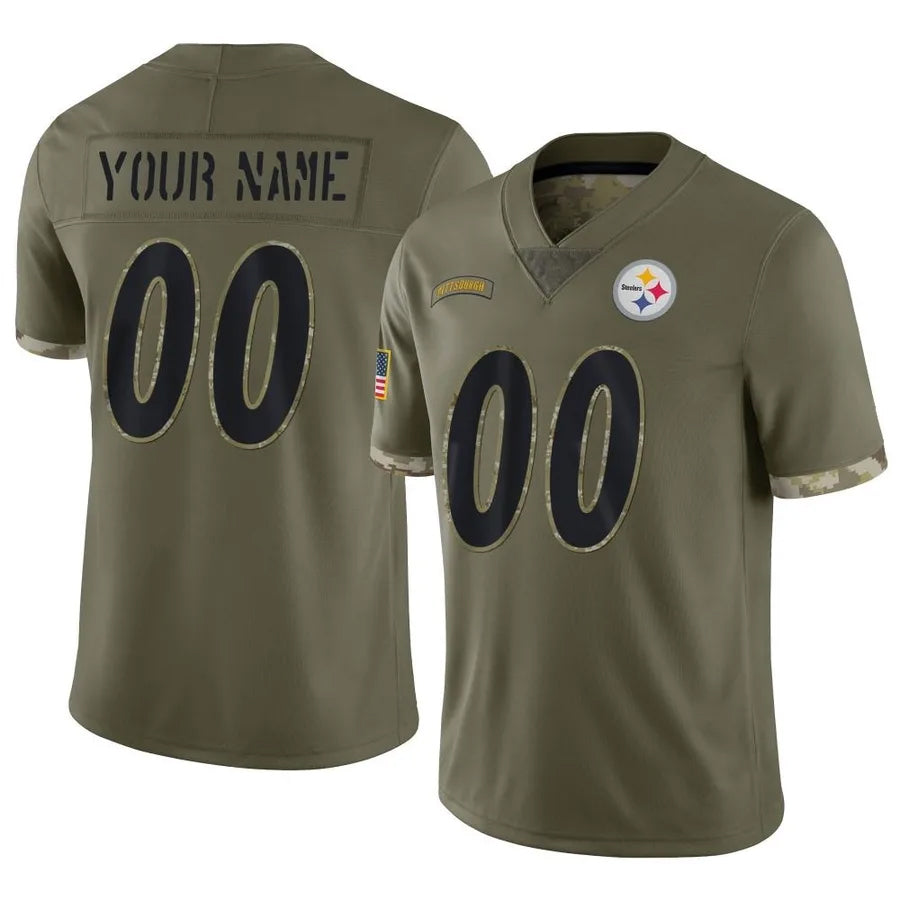 Pkot Custom P.Steelers Salute To Service Limited Olive Stitched Jerseys