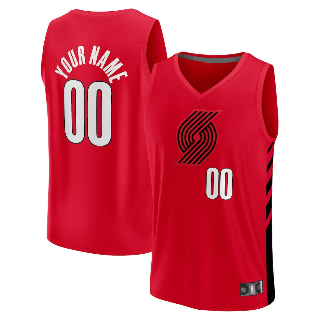 RedF Custom PT.Blazers Red Fast Break Replica Stitched Jerseys- Statement Edition