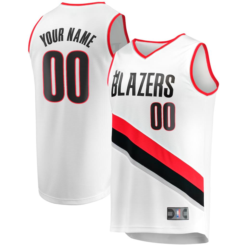 RedF Custom PT.Blazers White Fast Break Replica Stitched Jerseys - Association Edition