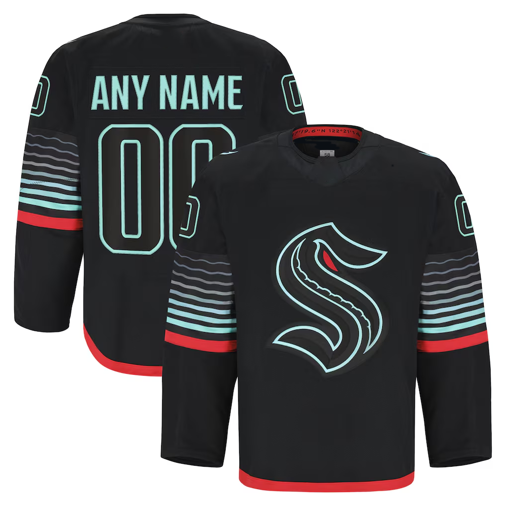 RedF Custom S.Kraken Black Alternate Authentic Pro Jerseys