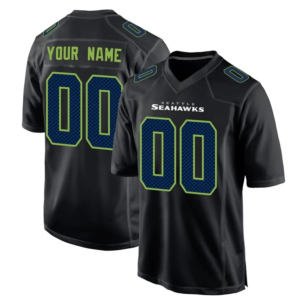 RedF Custom S.Seahawks Black Limited Fashion Home Game Any Name & Numbers Stitched Jerseys