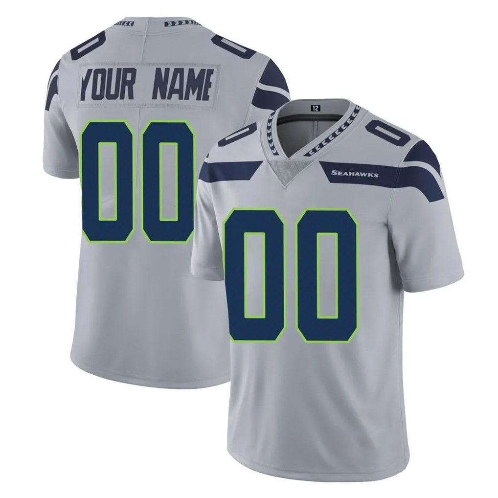 RedF Custom S.Seahawks Gray Limited Vapor Untouchable Home Game Any Name & Numbers Stitched Jerseys