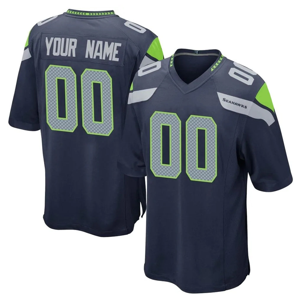RedF Custom S.Seahawks Navy Home Game Any Name & Numbers Stitched Jerseys