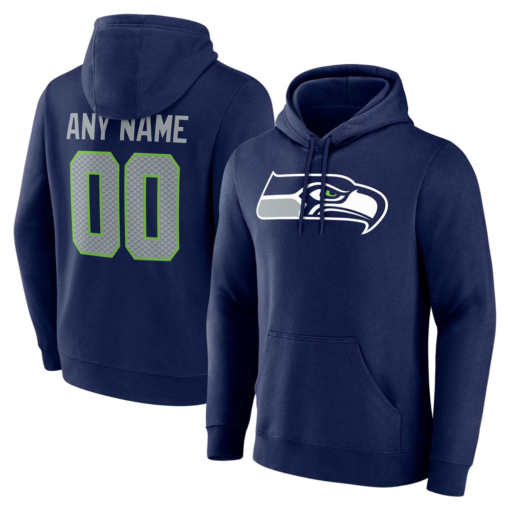 RedF Custom S.Seahawks Navy Pullover Hoodies Game Any Name & Numbers Stitched Jerseys