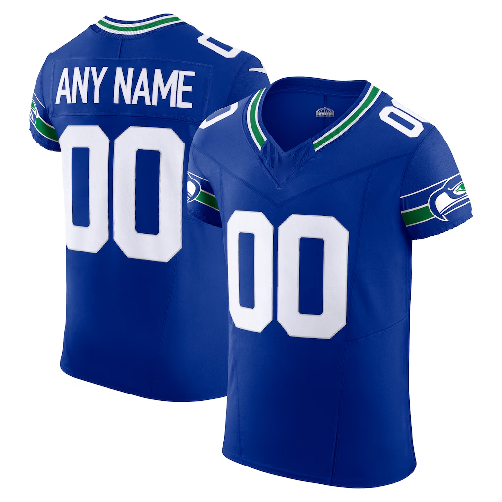 Pkot Custom S.Seahawks  Royal Alternate Vapor F.U.S.E. Elite Stitched Jerseys