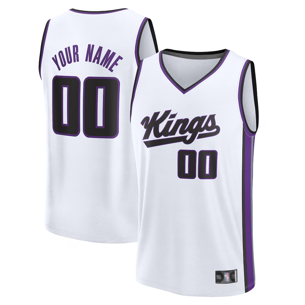 RedF Custom S.kings White Fast Break Stitched Jerseys - Association Edition