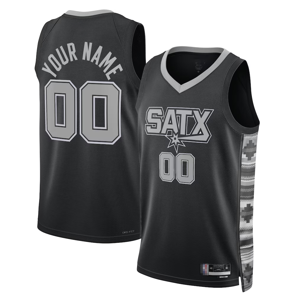 RedF Custom SA.Spurs Black 202223 Swingman Stitched Jerseys - Statement Edition