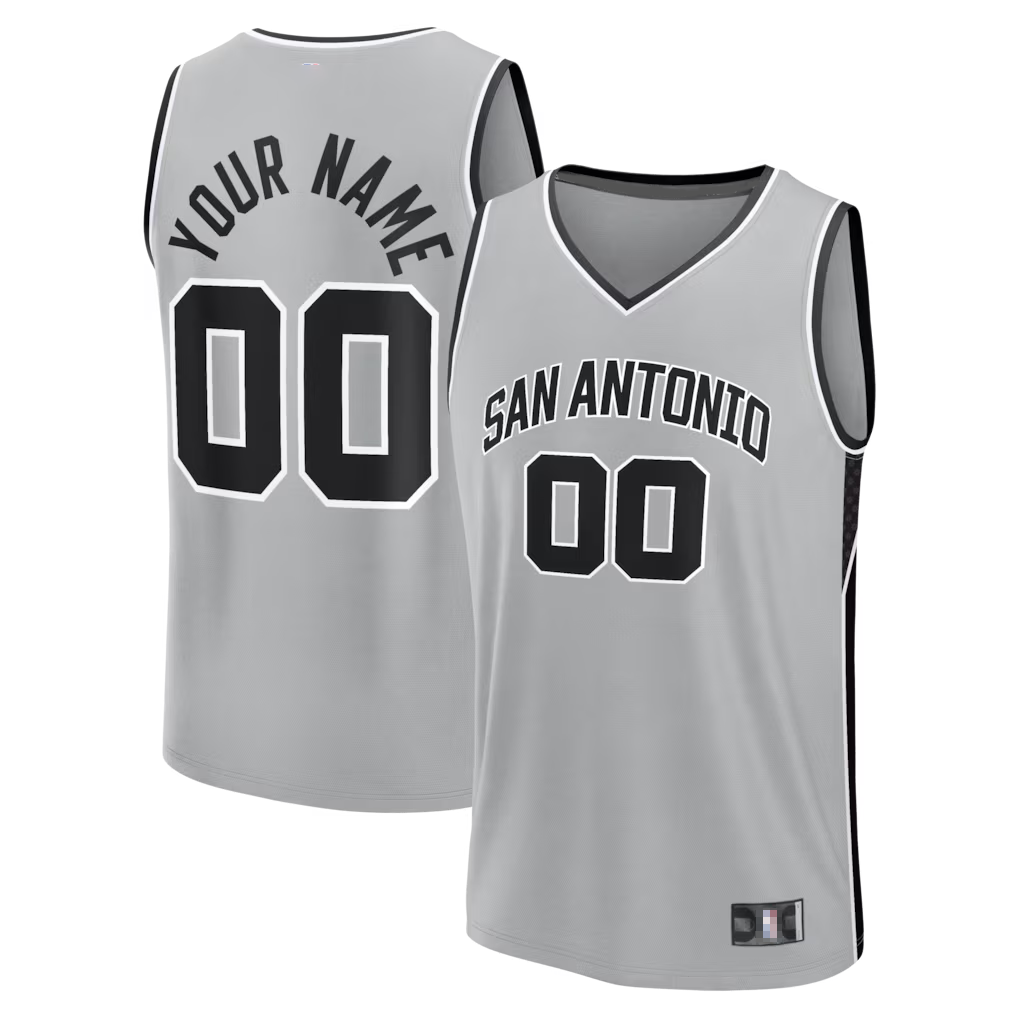 RedF Custom SA.Spurs Silver Fastbreak Stitched Jerseys- Statement Edition