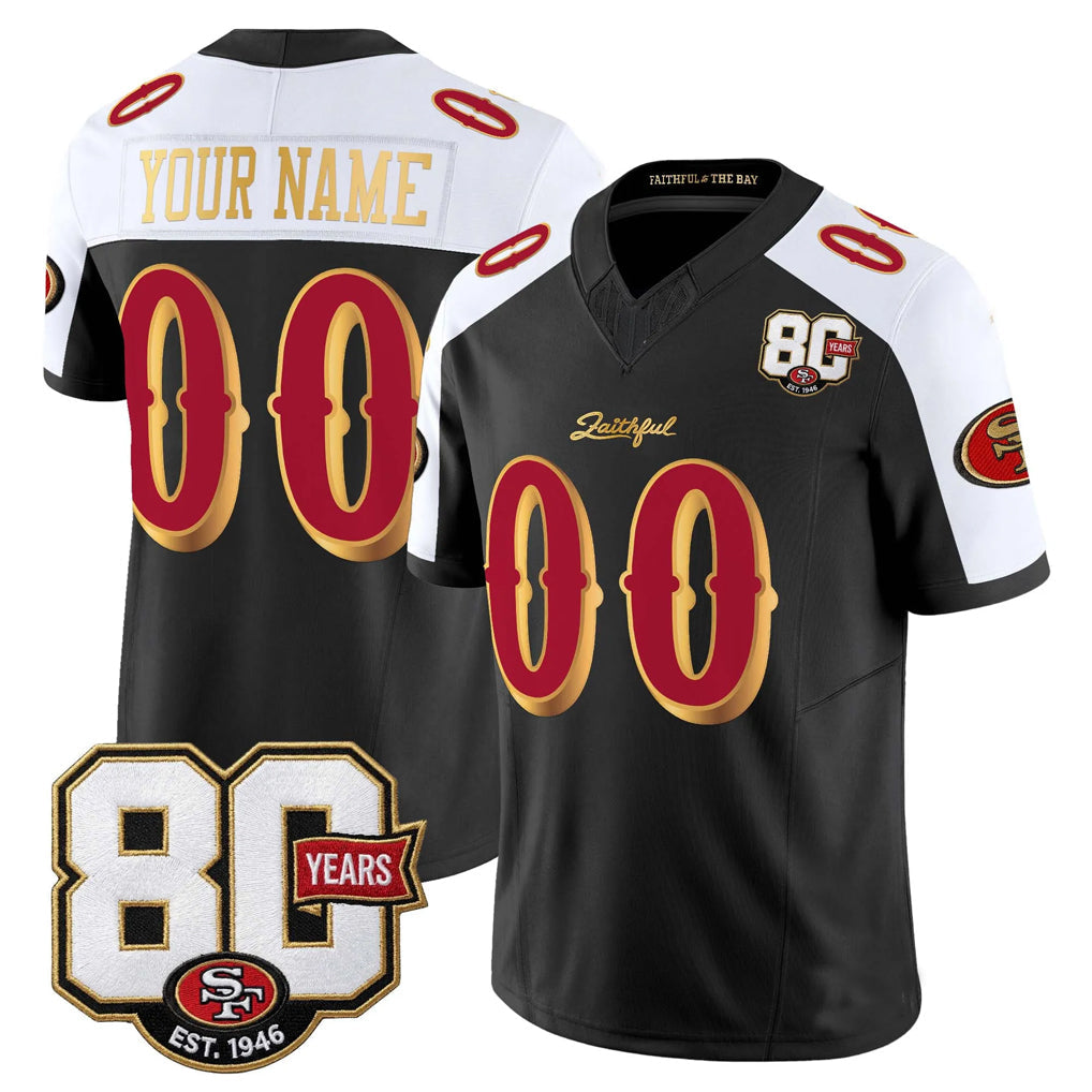 RedF Custom SF.49ers Black-White Limited 80th Rivalries Collection Home Game Any Name & Numbers Stitched Jerseys