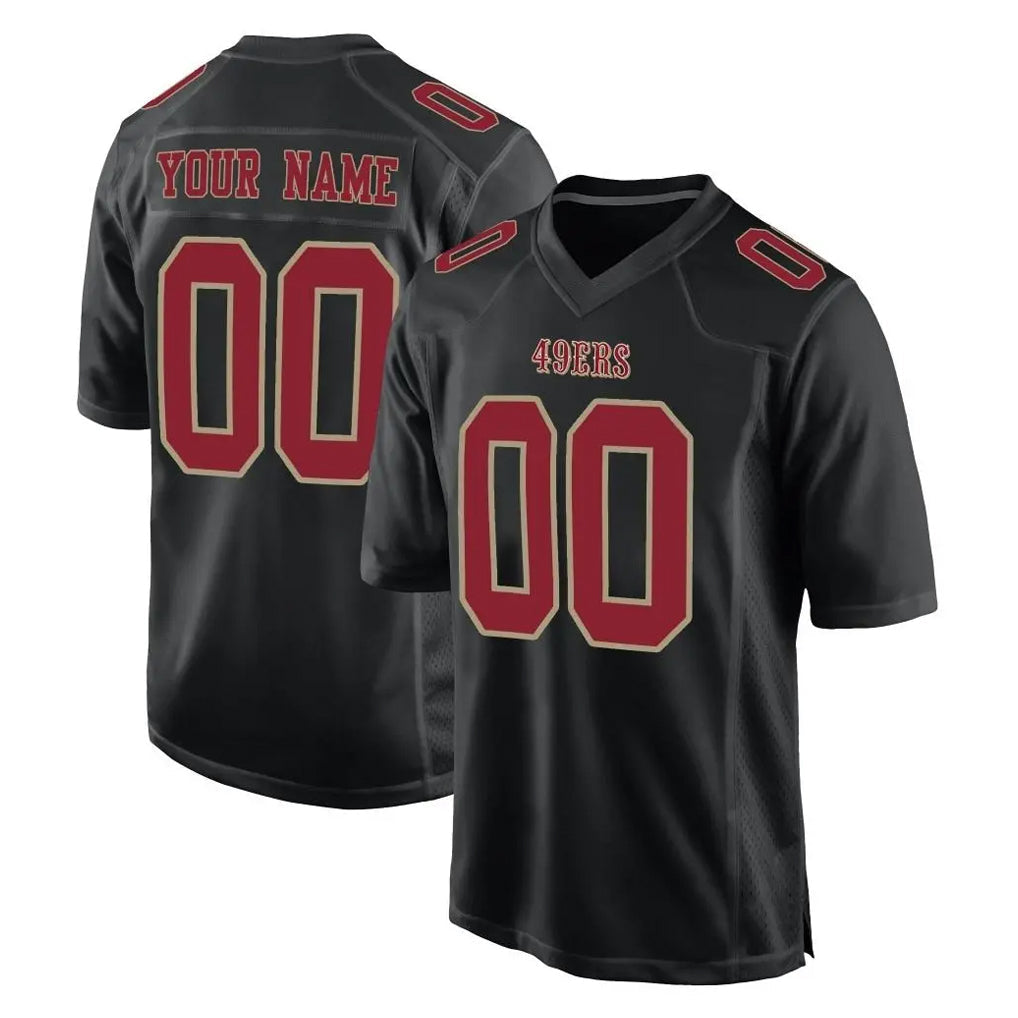 RedF Custom SF.49ers Black Fashion Home Game Any Name & Numbers Stitched Jerseys