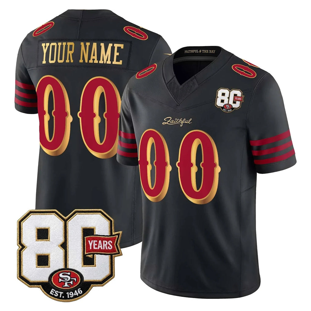 RedF Custom SF.49ers Black Limited 80th Rivalries Collection Home Game Any Name & Numbers Stitched Jerseys