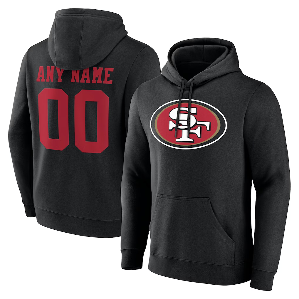 Pkot Custom SF.49ers Black Team Authentic Personalized Name & Number Hoodie Stitched Jerseys