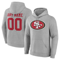 Pkot Custom SF.49ers Gray Team Authentic Personalized Name & Number Hoodie Stitched Jerseys
