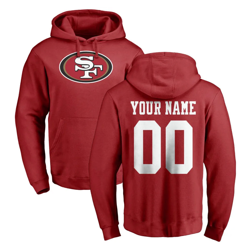 RedF Custom SF.49ers Red LOGO Pullover Hoodies Home Game Any Name & Numbers Stitched Jerseys