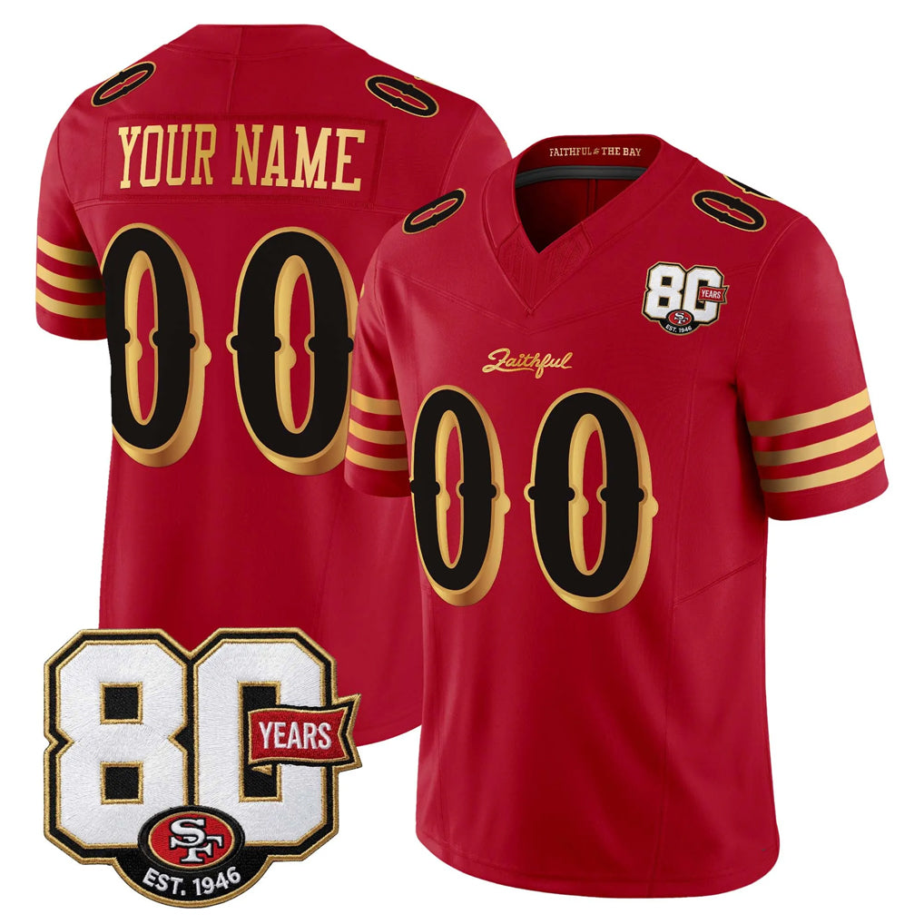RedF Custom SF.49ers Red Limited 80th Rivalries Collection Home Game Any Name & Numbers Stitched Jerseys