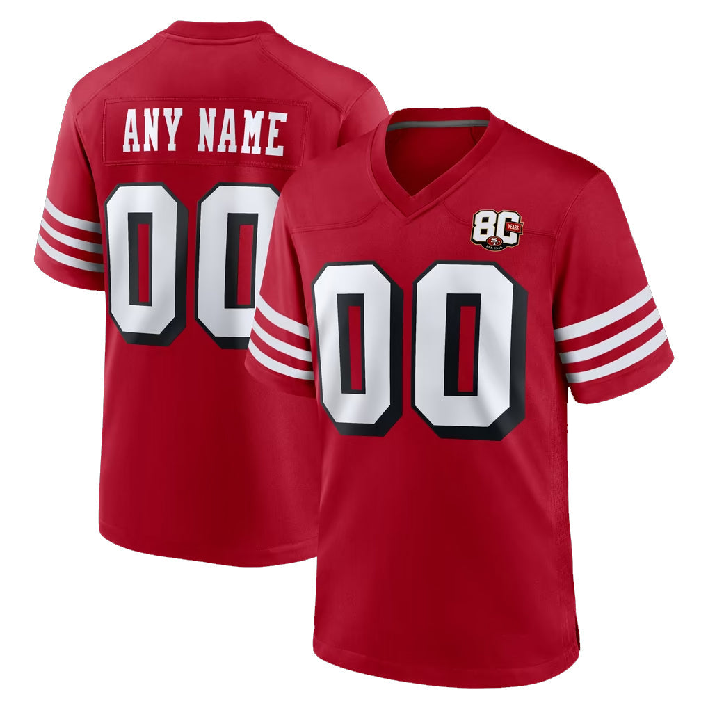 RedF Custom SF.49ers Red Limited Alternate 80th Vapor Home Game Any Name & Numbers Stitched Jerseys