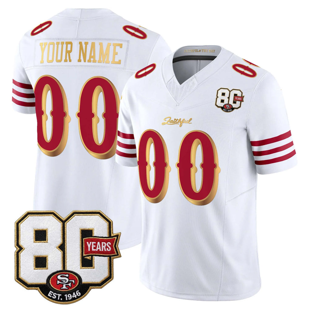 RedF Custom SF.49ers White Limited 80th Rivalries Collection Home Game Any Name & Numbers Stitched Jerseys