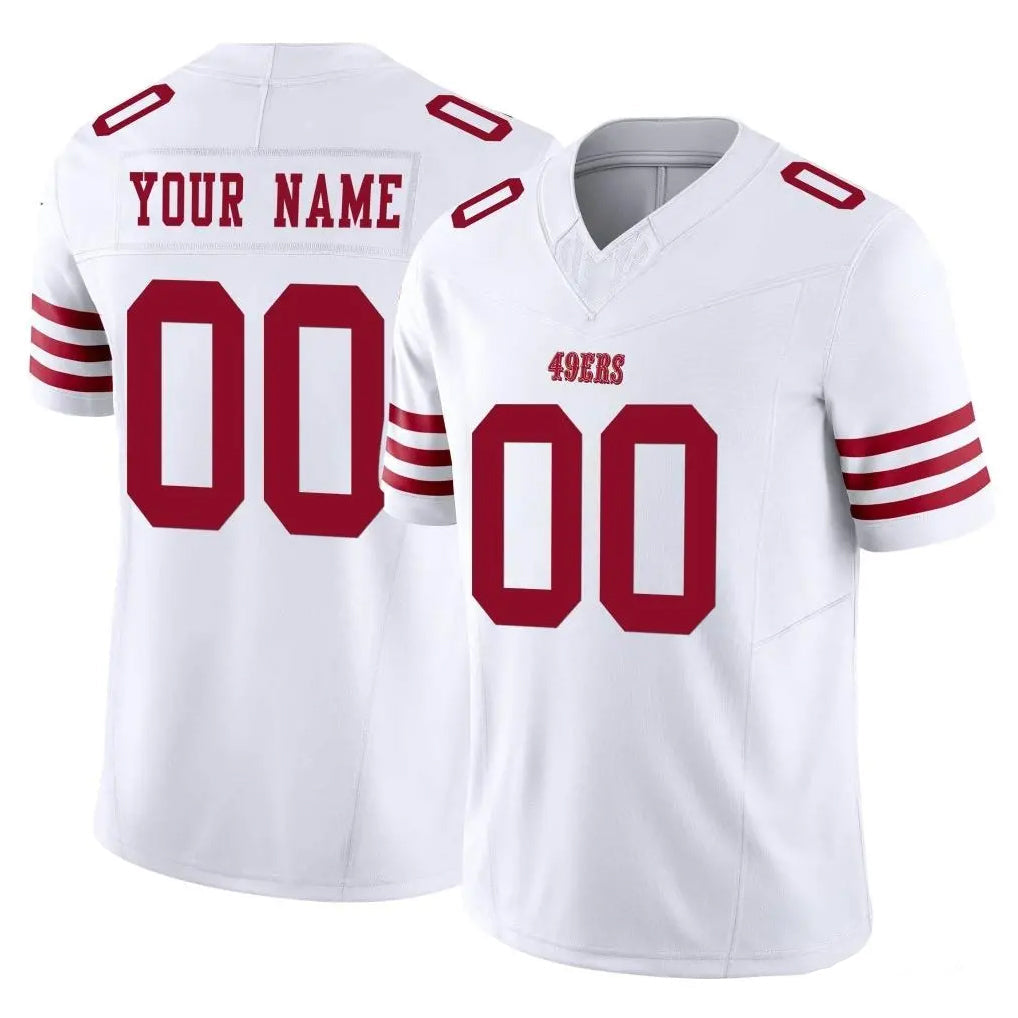 RedF Custom SF.49ers White Limited Vapor F.U.S.E. Home Game Any Name & Numbers Stitched Jerseys