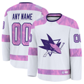 RedF Custom SJ.Sharks White 2024 Hockey Fights Cancer Practice Jerseys