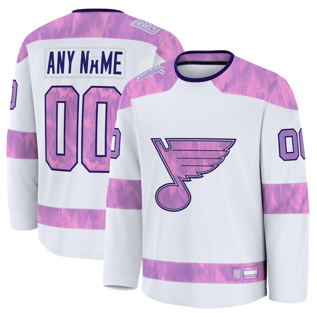 RedF Custom SL.Blues White 2024 Hockey Fights Cancer Practice Jerseys