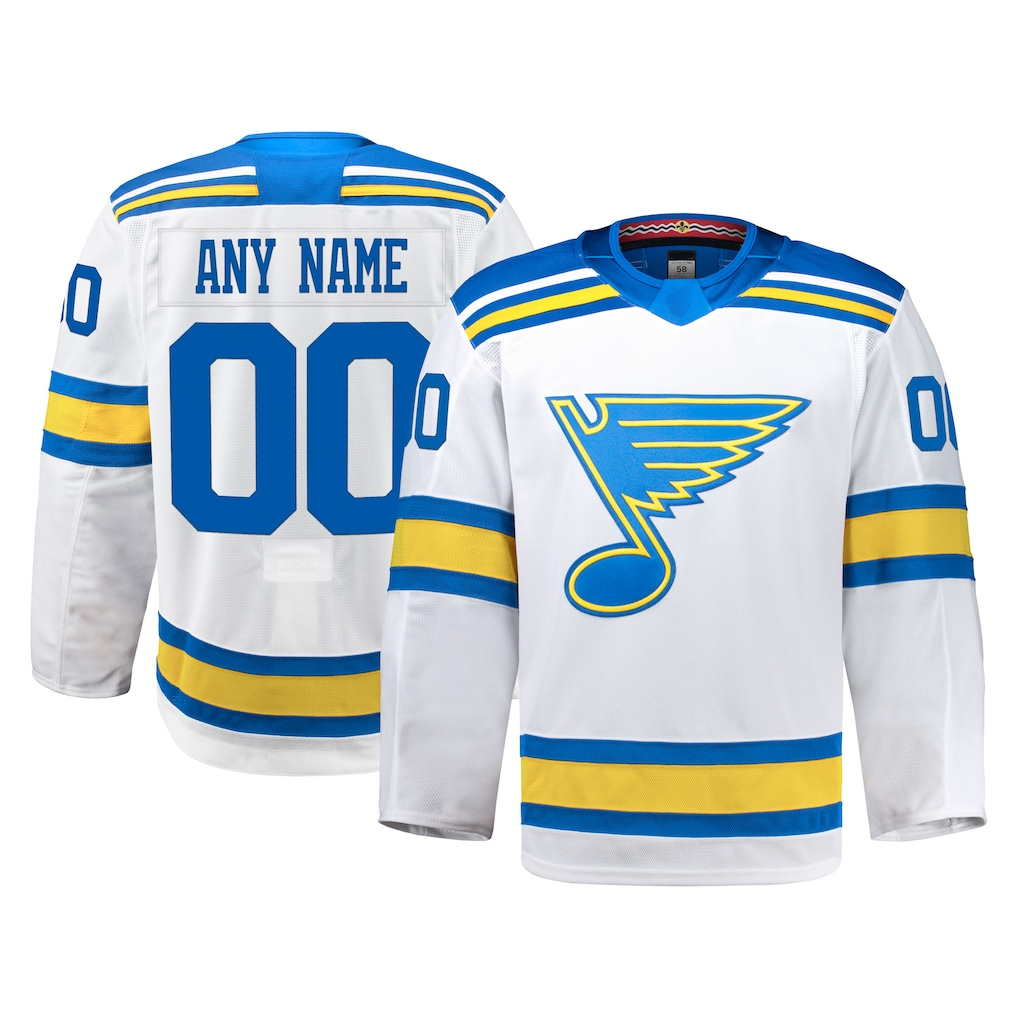 RedF Custom SL.Blues White Away Authentic Pro Jerseys