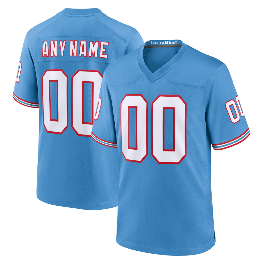 Pkot Custom T.Titans  Light Blue Oilers Throwback Game Stitched Jerseys