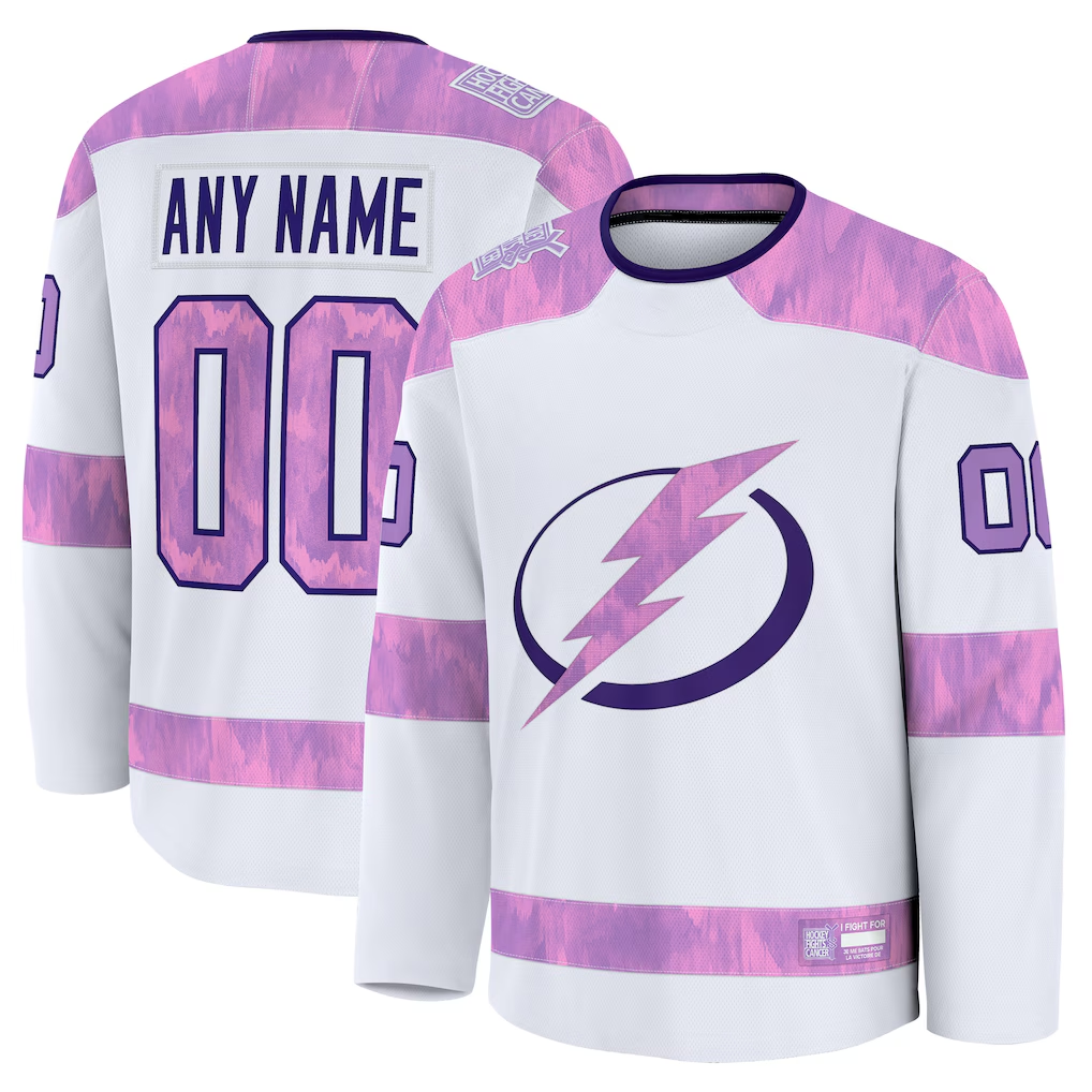 RedF Custom TB.Lightning White 2024 Hockey Fights Cancer Practice Jerseys