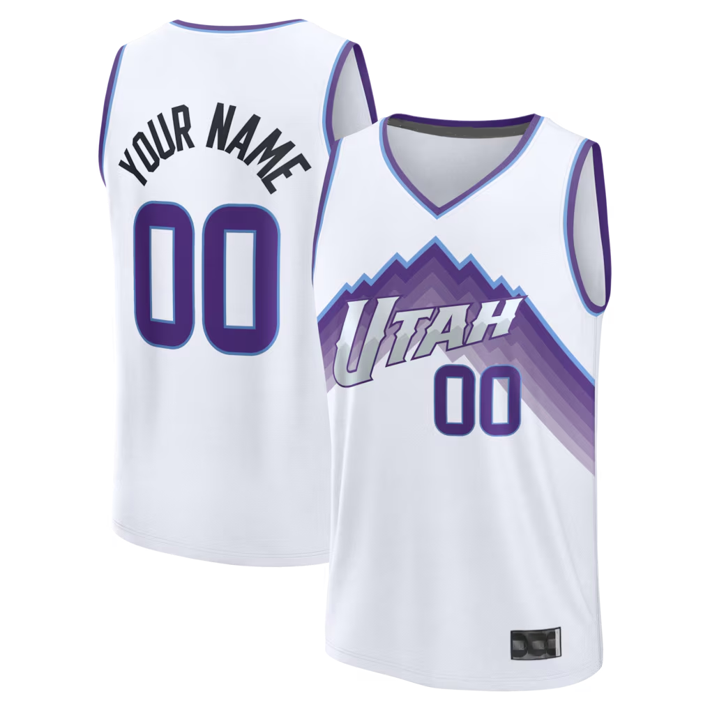 RedF Custom U.Jazz White Fast Break Replica Stitched Jerseys - Association Edition