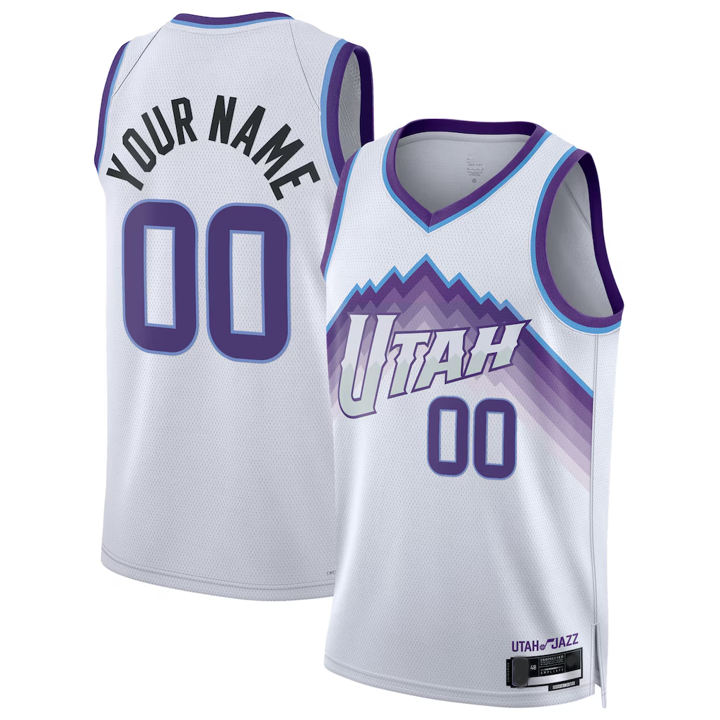 RedF Custom U.Jazz White Swingman Stitched Jerseys - Association Edition