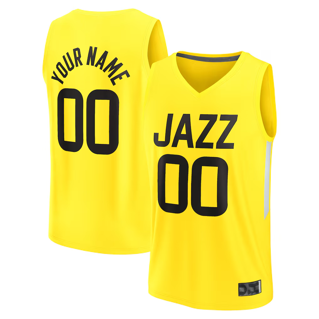 RedF Custom U.Jazz Yellow Fast Break Replica Stitched Jerseys - Icon Edition