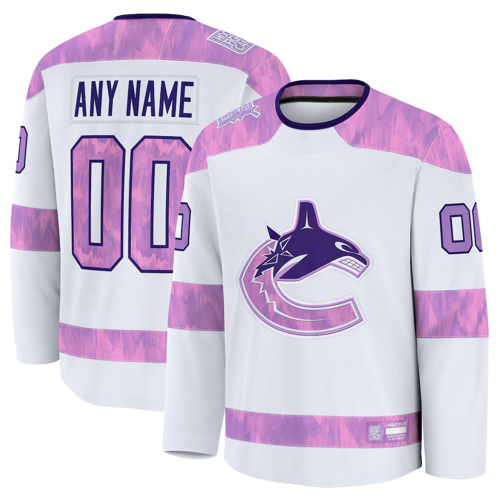 RedF Custom V.Canucks White 2024 Hockey Fights Cancer Practice Jerseys