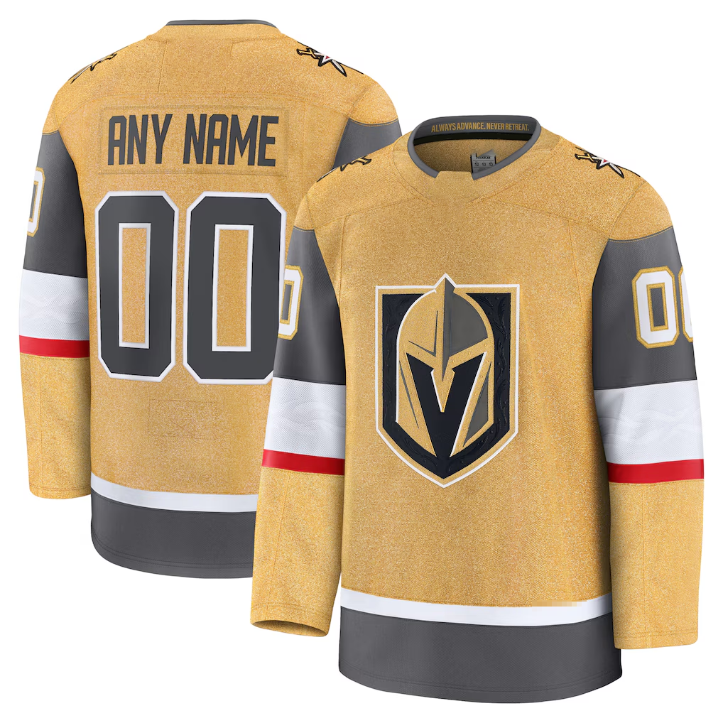 RedF Custom VG.Knights Gold Home Premium Jerseys