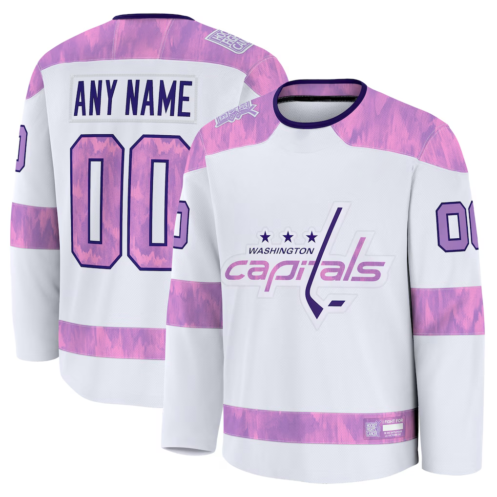 RedF Custom W.Capitals White 2024 Hockey Fights Cancer Practice Jerseys