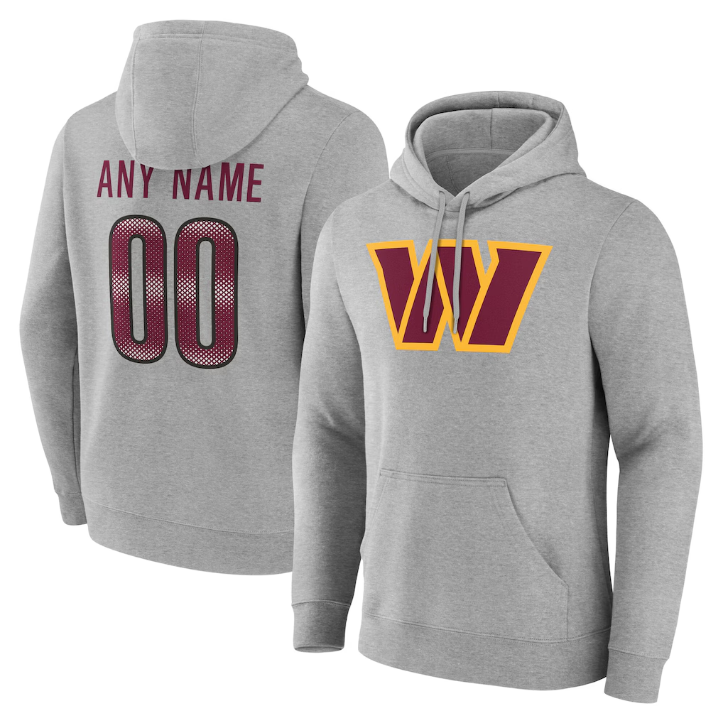Pkot Custom W.Commanders Gray Team Authentic Personalized Name & Number Hoodie Stitched Jerseys