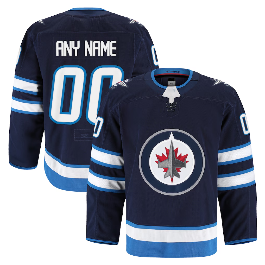 RedF Custom W.Jets Navy Home Authentic Pro Jerseys