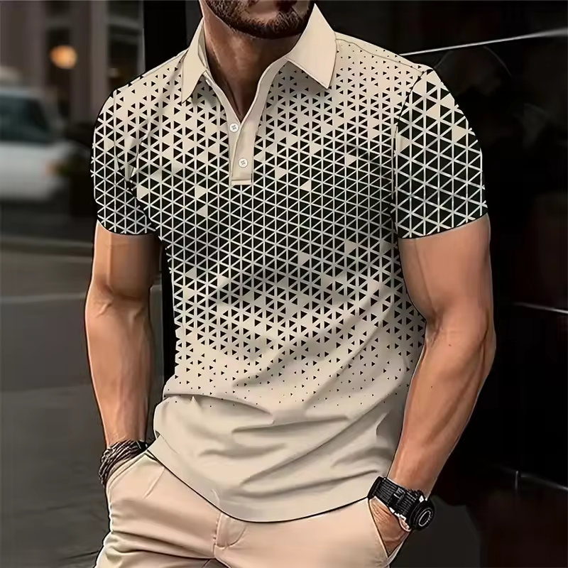 Men's Casual Solid Color Short Sleeve Polo Shirt 2025 Summer Fashionable Comfortable Versatile Top for Men