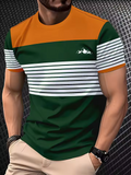 Men's Striped Mountains 3D T shirt Oversized Daily Short Sleeve T-shirts Outdoor Sport Top Casual Streetwear Men Summer Clothing