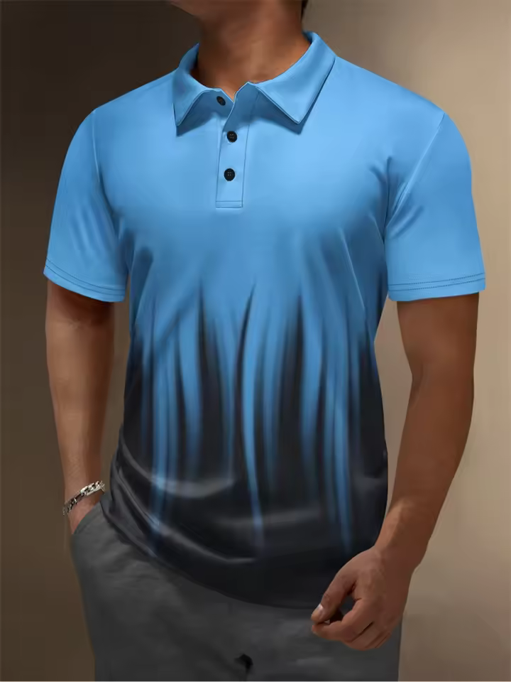 Rainbow Stripe Polo Shirt For Man Gradient Pattern 3D Printed Polo T-Shirts Summer Street Casual Short Sleeve Loose Lapel Tees